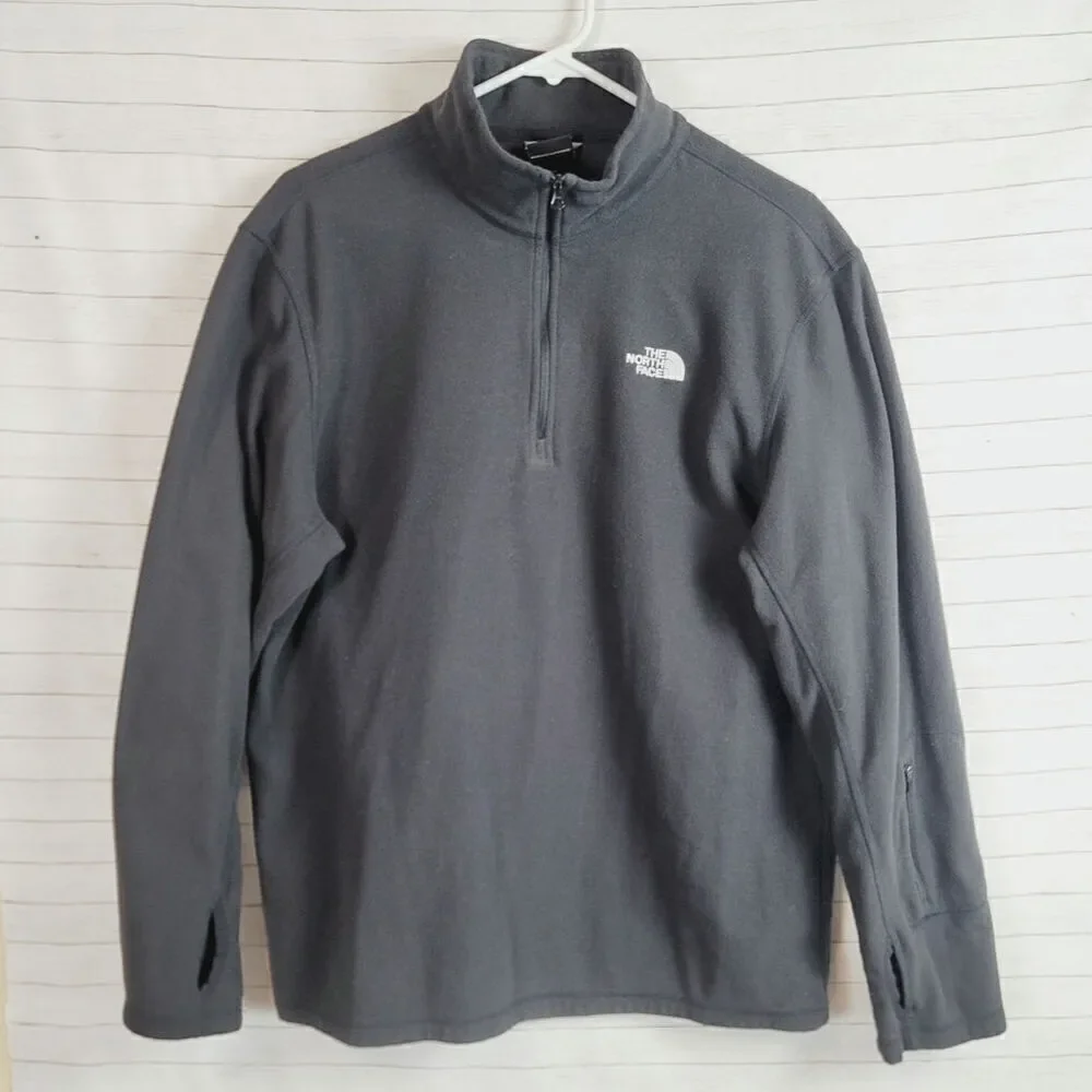 THE NORTH FACE 1/4 ZIP FLEECE IN BLACK, SZ LARGE